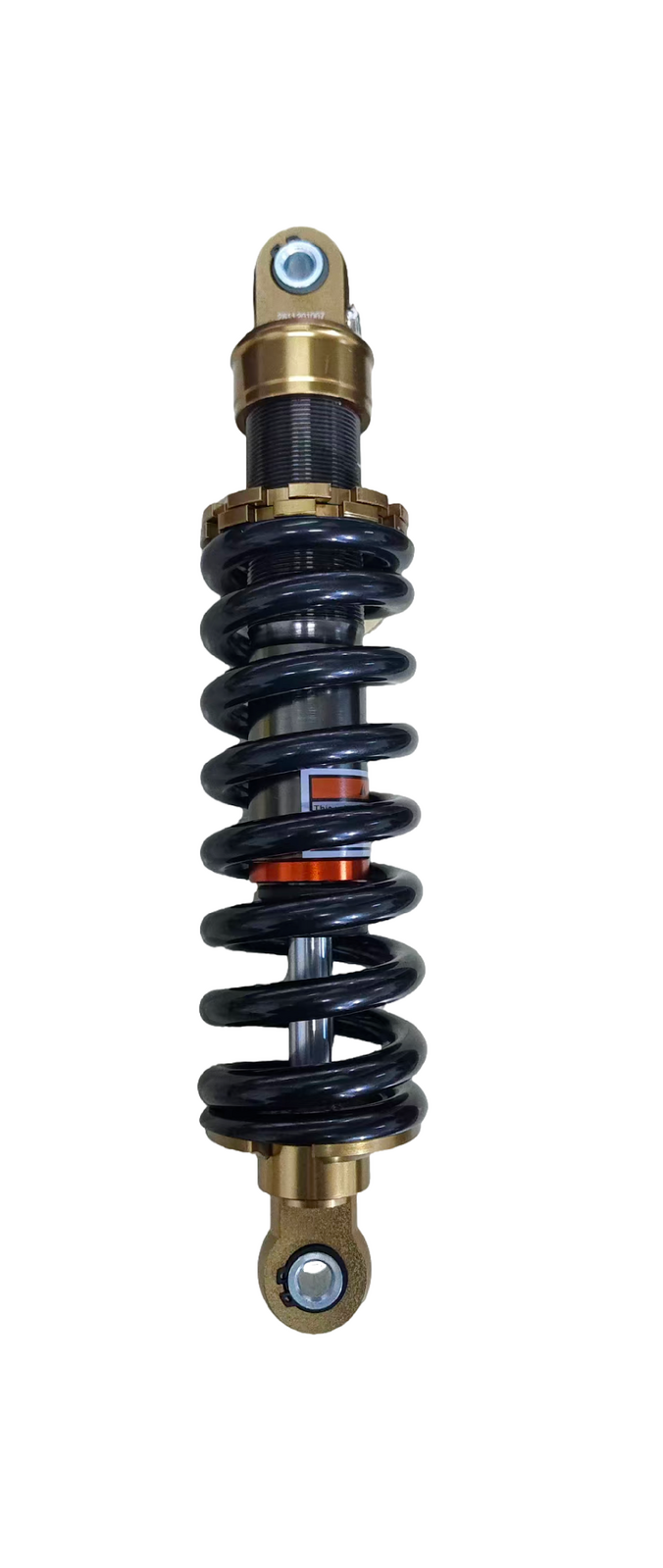 Rear Shock, white spring / aluminum parts anodized in brown colour