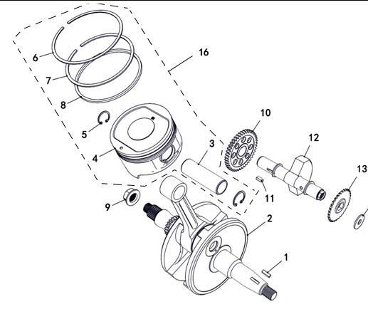 PISTON ASSEMBLY 600GT/550