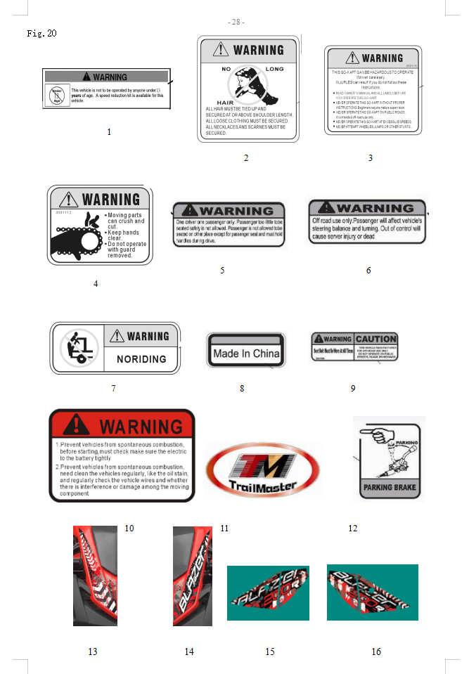 WARNING STICKERS ASSY