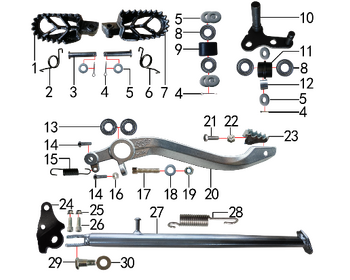 7 Foot Peg, Side Stand, Brake Lever Foot